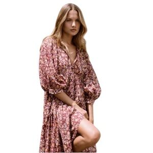 DAUGHTERS OF INDIA Kyra Midi Dress Sumac Cotton Block Print Beachy Boho 2XL XXL